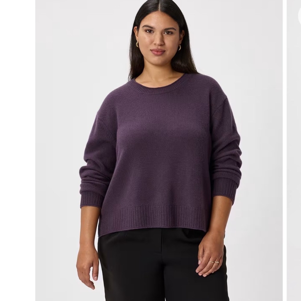 Quince Mongolian Cashmere Boxy Crewneck Sweater Deep Orchid Purple S